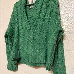American Eagle Outfitters Emerald V-Neck Sweater